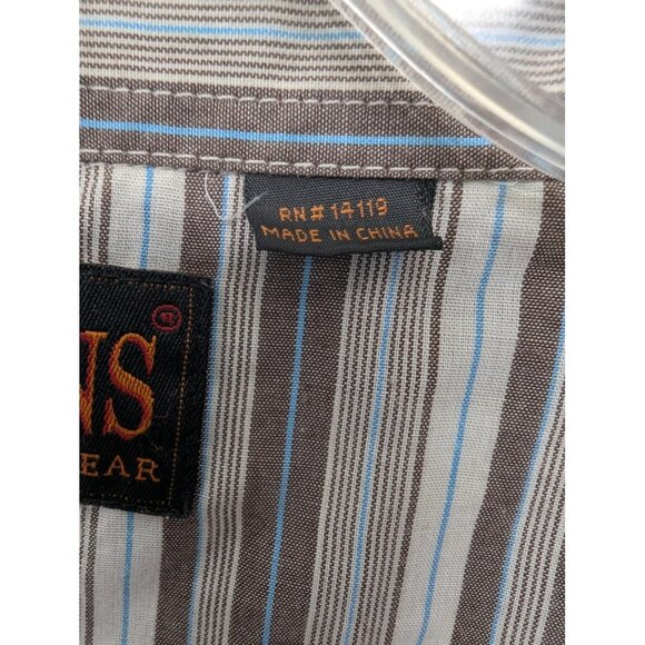 Plains Western Wear Shirt Mens XL Brown Stripe Pearl Snap Cowboy Rodeo Retro - Picture 10 of 11